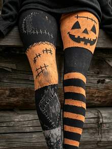 Breezaya Women's Halloween Print Leggings, Suitable For Daily Wear, And Also A Perfect Choice For Halloween. - Multicolor - View 3