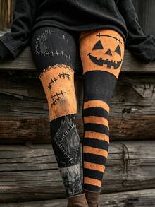 Breezaya Women's Halloween Print Leggings, Suitable For Daily Wear, And Also A Perfect Choice For Halloween. - Multicolor - View 1
