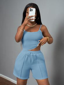 Slaydiva Women Two Pieces Outfits For Daily Wear - Blue - View 6