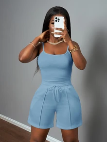 Slaydiva Women Two Pieces Outfits For Daily Wear - Blue - View 7