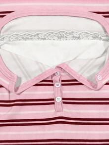 IslaSuriya Kaos Wanita Slim Fit Pinggang Lengan Panjang 2 in 1 - Berwarna merah muda - View 5