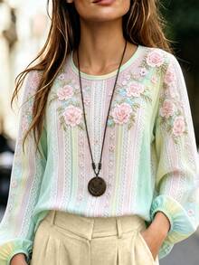 Breezaya Women's Autumn Casual Floral Print Shirt - Multicolor - View 1