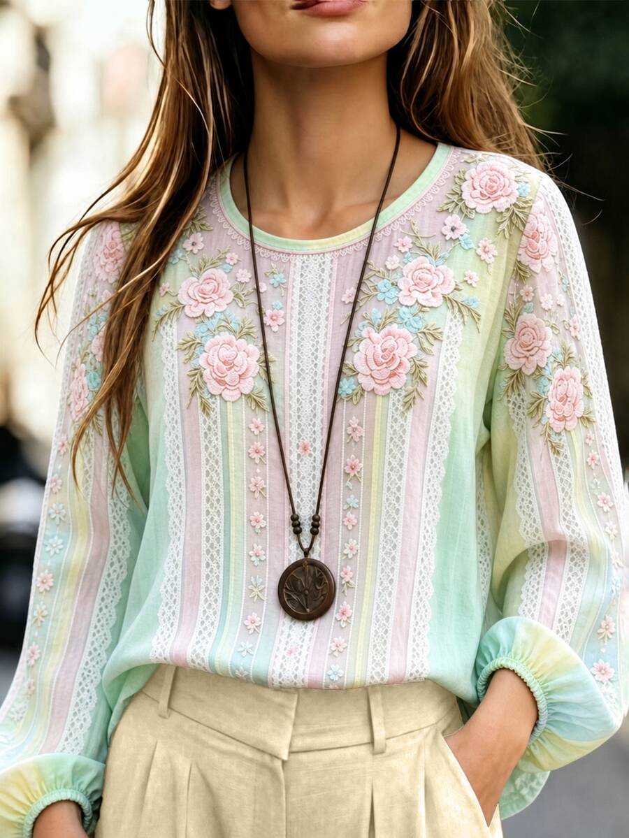 Breezaya Women's Autumn Casual Floral Print Shirt - Multicolor - View 1