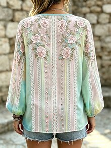 Breezaya Women's Autumn Casual Floral Print Shirt - Multicolor - View 2