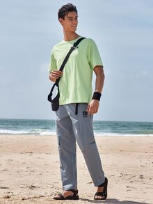 Gym Rark 男士夏季字母圖形短袖戶外T恤 - 綠色 - 查看 6