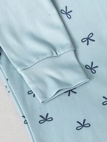 聖誕快樂女青少年睡衣套裝，修身居家服，聖誕新配色，長袖，母女款 - 墨綠色 - 查看 5
