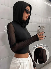 StreetHx Women's Solid Color Zipper Casual Daily Long Sleeve Jacket - Black - View 1