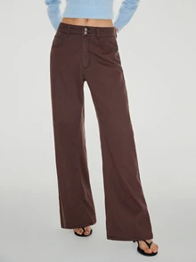 ATUI Studio Women's Straight Leg Loose Casual Versatile Denim Jeans With Pockets - Brown - View 6