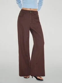 ATUI Studio Women's Straight Leg Loose Casual Versatile Denim Jeans With Pockets - Brown - View 7