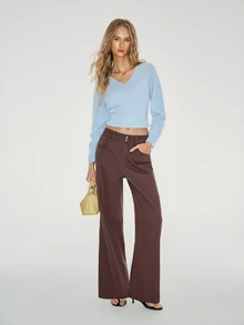 ATUI Studio Women's Straight Leg Loose Casual Versatile Denim Jeans With Pockets - Brown - View 3