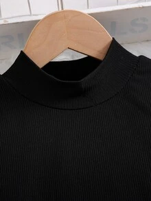 Elladie kids 女童白色2件套秋季半高領長袖上衣與高腰A字裙 親子款 適合日常穿著、戶外、生日 - 黑色 - 查看 7