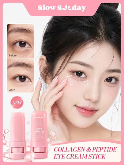 SlowSunday Collagen & Peptide Eye Cream Stick, With Collagen & Peptides & Vitamin E, Brightening & Firming, Mess-Free & Non-Greasy, Suitable For Dark Circles, Fine Lines, Puffiness, Korean Skincare, For Fall & Winter, Halloween & Christmas