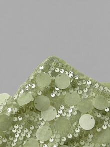 SHEIN ICON 銀色低腰亮片裝飾緊身迷你裙，適合新年、夜店、秋季性感穿搭 - 薄荷綠 - 查看 3