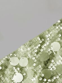 SHEIN ICON 銀色低腰亮片裝飾緊身迷你裙，適合新年、夜店、秋季性感穿搭 - 薄荷綠 - 查看 5