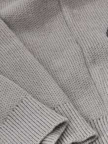 ROMWE MEN Suéter de manga larga con botones bordados versátil de moda para hombres - Gris - Ver 7