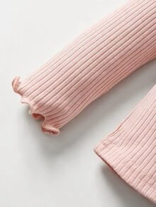 Cozy Pixies 2件組女嬰純色羅紋長袖荷葉邊上衣 - 彩色 - 查看 7