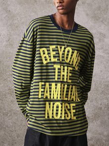 ROMWE MEN Fashion Striped Print Long Sleeve Pullover T-Shirt - Green - View 3