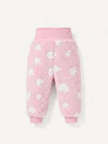 Cozy Pixies 女嬰連帽抓絨冬季外套與遮肚長褲 2 件套，中厚款 - 粉色 - 查看 3
