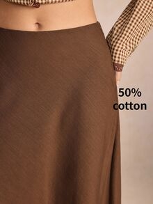 BizChic Women's Solid Color Minimalist Casual Commute Skirt - Coffee Brown - View 6