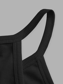 Slaydiva Women's Black Summer Basic Ribbed Tank Top,Casual Crew Neck Racer Back Off-Shoulder Vest For Night Out,Parties,Sports & Yoga,Boho Beach Outfits - Black - View 4