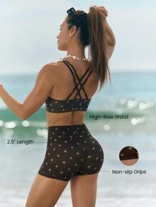 GLOWMODE 2.5" FeatherFit™ Ultra-Short Anti-Slip Biker Shorts Low Impact Casual Daily Gym  Workout - Brown - View 2