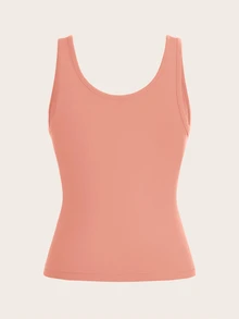 Slaydiva Women's Summer U-Neck Cropped Tank Top And Drawstring Pocket Shorts Set Outfits - Dusty Pink - View 7