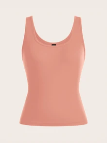 Slaydiva Women's Summer U-Neck Cropped Tank Top And Drawstring Pocket Shorts Set Outfits - Dusty Pink - View 6