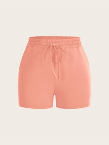 Slaydiva Women's Summer U-Neck Cropped Tank Top And Drawstring Pocket Shorts Set Outfits - Dusty Pink - View 10