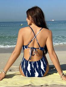 SHEIN Swim Printed One-Piece Swimsuit (Copyright Purchased, Random Pattern),Summer Beach - Multicolor - View 5