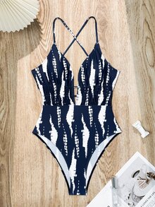 SHEIN Swim Printed One-Piece Swimsuit (Copyright Purchased, Random Pattern),Summer Beach - Multicolor - View 3