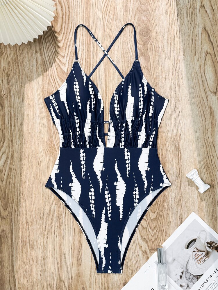 SHEIN Swim Printed One-Piece Swimsuit (Copyright Purchased, Random Pattern),Summer Beach - Multicolor - View 3