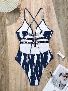 SHEIN Swim Printed One-Piece Swimsuit (Copyright Purchased, Random Pattern),Summer Beach - Multicolor - View 6