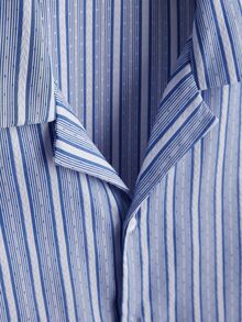 Core Aspect EN:Men Camp Collar Linen Look 2 Pieces Set 2026 Spring Summer Blue White Striped Shirt Drawstring Off - Multicolor - View 5
