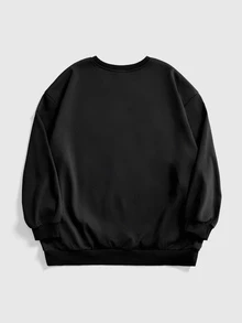 ROMWE Goth Plus Size Women Rabbit Pattern Casual Everyday Long Sleeve Sweater - Black - View 4