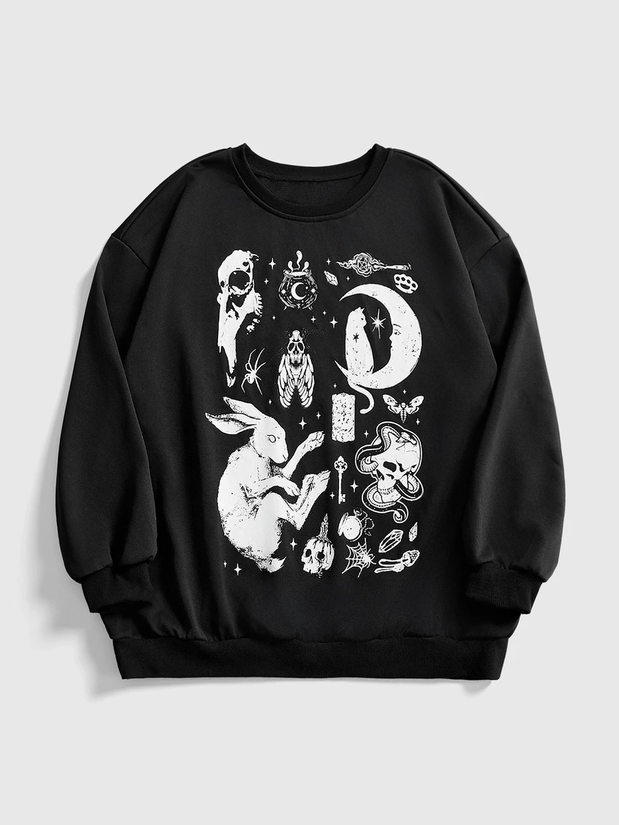 ROMWE Goth Plus Size Women Rabbit Pattern Casual Everyday Long Sleeve Sweater - Black - View 1
