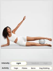 GLOWMODE 4.3" FeatherFit™ Crossover Anti-Slip Biker Shorts With Built-In Seamless Shorts Low Impact Yoga Pilates Daily Gym - White - View 6