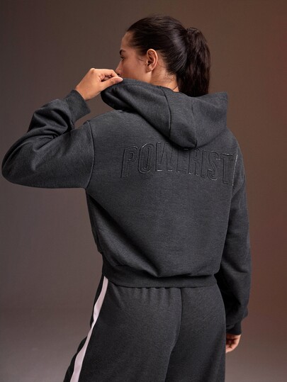 Powerista Women's Solid Color Drop Shoulder Long Sleeve Casual Hooded Sweatshirt