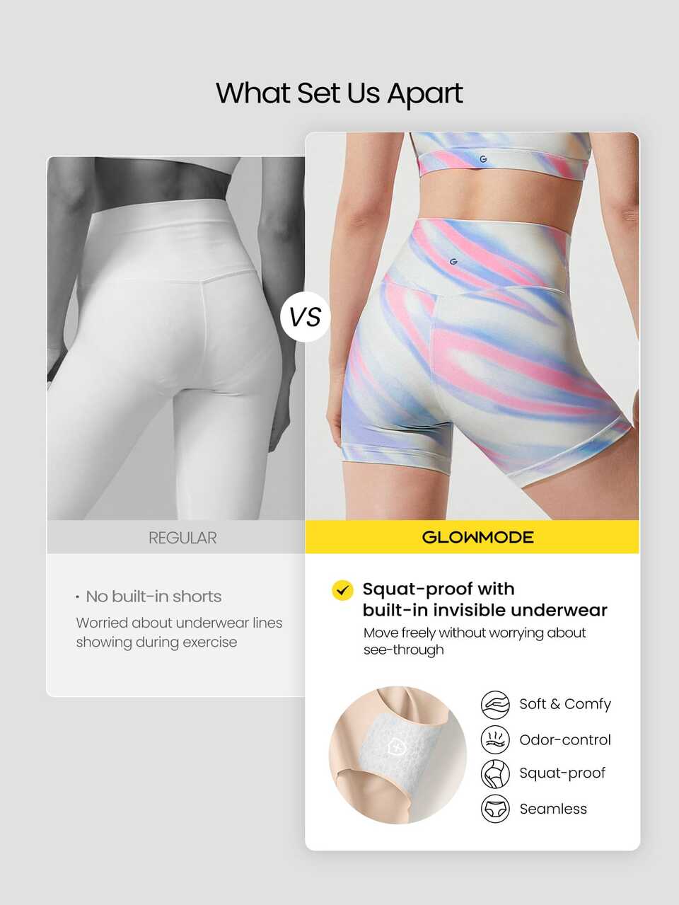 4.3" FeatherFit™ Crossover Anti-Slip Biker Shorts With Built-In Seamless Shorts Low Impact Yoga Pilates Daily Gym