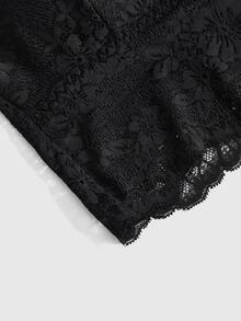 ROMWE Goth Women's Bra Top, Removable Padded, Wireless Bra, Solid Color Camisole, Lace Bra, Breathable Blouse, Sports Bra - Black - View 5