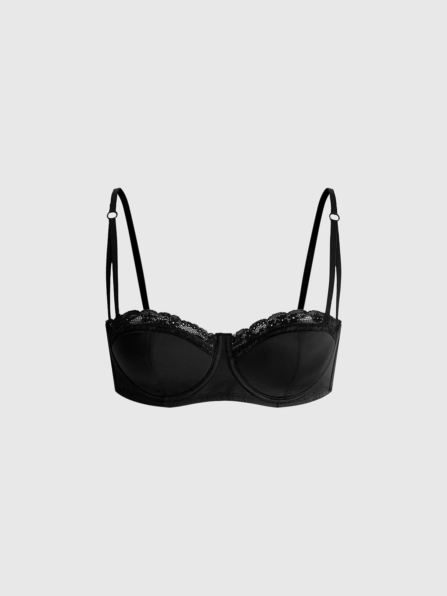 ROMWE Goth Women's Cup Bra, Half Cup Bra, Wireless, Summer, Push Up, Gather, Reduce The Chest, Lingerie - Black - View 1