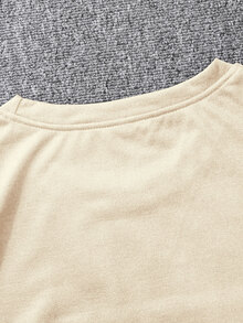 HypeHours Men's Summer Cartoon Cat Printed Round Neck Loose Casual T-Shirt With Drop Shoulder Sleeves - Khaki - View 3
