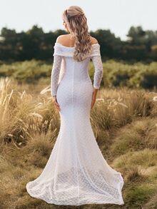 Cheriluna Maternity Maternity Wedding Photoshoot Maternity Elegant Sexy Maternity Party Baby Shower Party Photoshoot Dress Allover White Winter Wedding - White - View 3