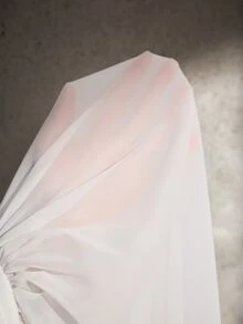 Cheriluna Maternity Solid Color Off-Shoulder Lantern Sleeve Long Slit Mesh Maternity Maxi Dress - White - View 8