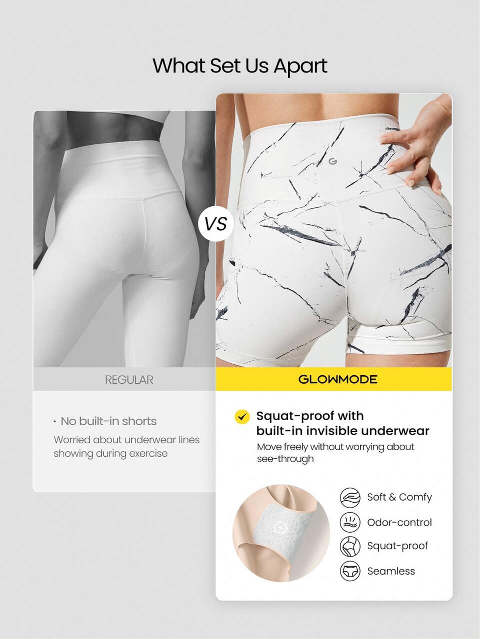 4.3" FeatherFit™ Crossover Anti-Slip Biker Shorts With Built-In Seamless Shorts Low Impact Yoga Pilates Daily Gym