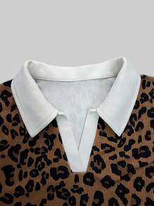 INAWLY Women's Casual Leopard Print Sweatshirt, Autumn - Mocha Brown - View 4