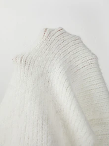 SHEIN White Turtleneck Halter Knit Tank Top, Ribbed Cropped Knit Camisole - White - View 5