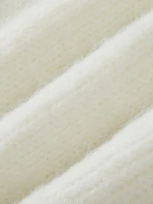 SHEIN White Turtleneck Halter Knit Tank Top, Ribbed Cropped Knit Camisole - White - View 4