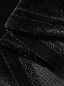 FRIFUL Set 2 Potong Gaun Kamisol dan Kardigan Bahan Beludru Warna Polos untuk Wanita Musim Gugur - Hitam - View 8