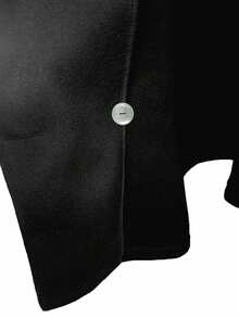 SHEIN Women's Black Double-Breasted Wool-Blend Coat – Elegant & Stylish; Suitable For Work, Holidays, New Year, Casual Outings, And Social Events - Black - View 7