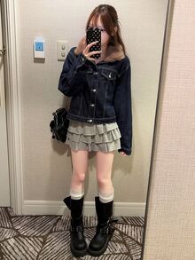FRIFUL Women's Patchwork Fur Collar Long Sleeve Single-Breasted Casual Denim Jacket - Blue - View 3